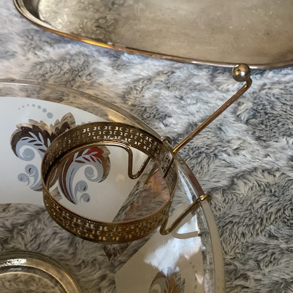 Vintage large glass bowl with small bowl hanger - Picture 9 of 15